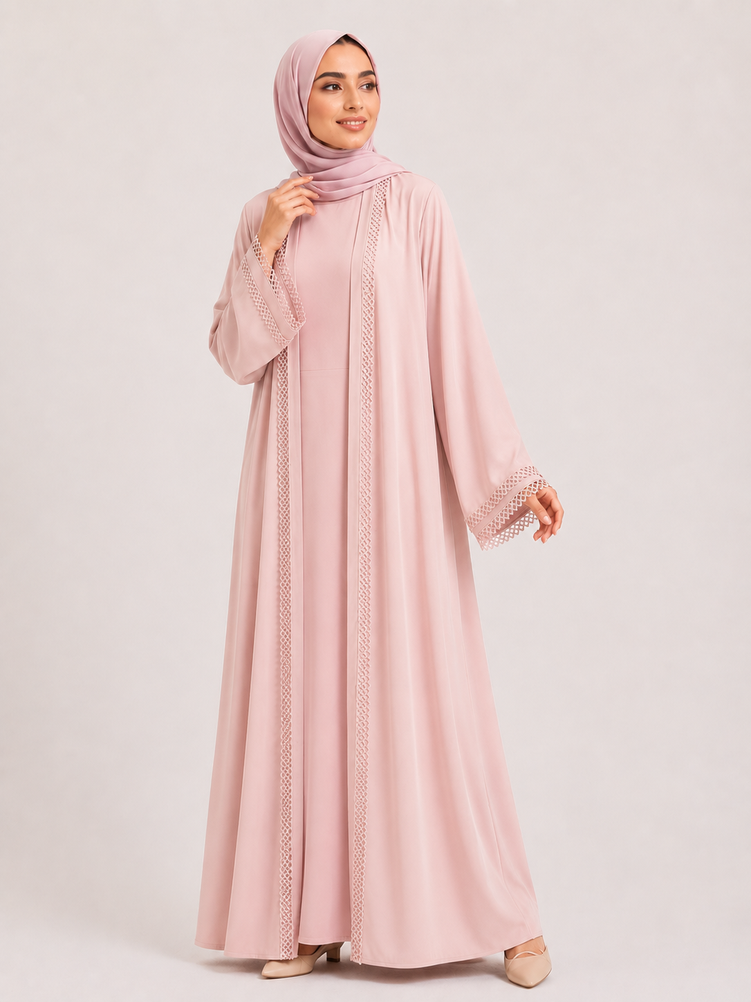 Essential Lace Trim Abaya Set