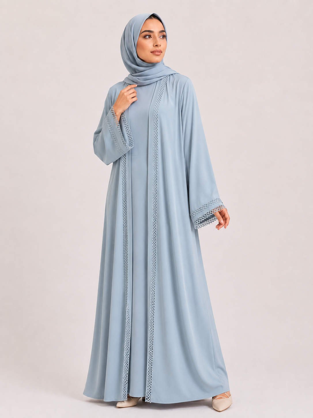 Essential Lace Trim Abaya Set