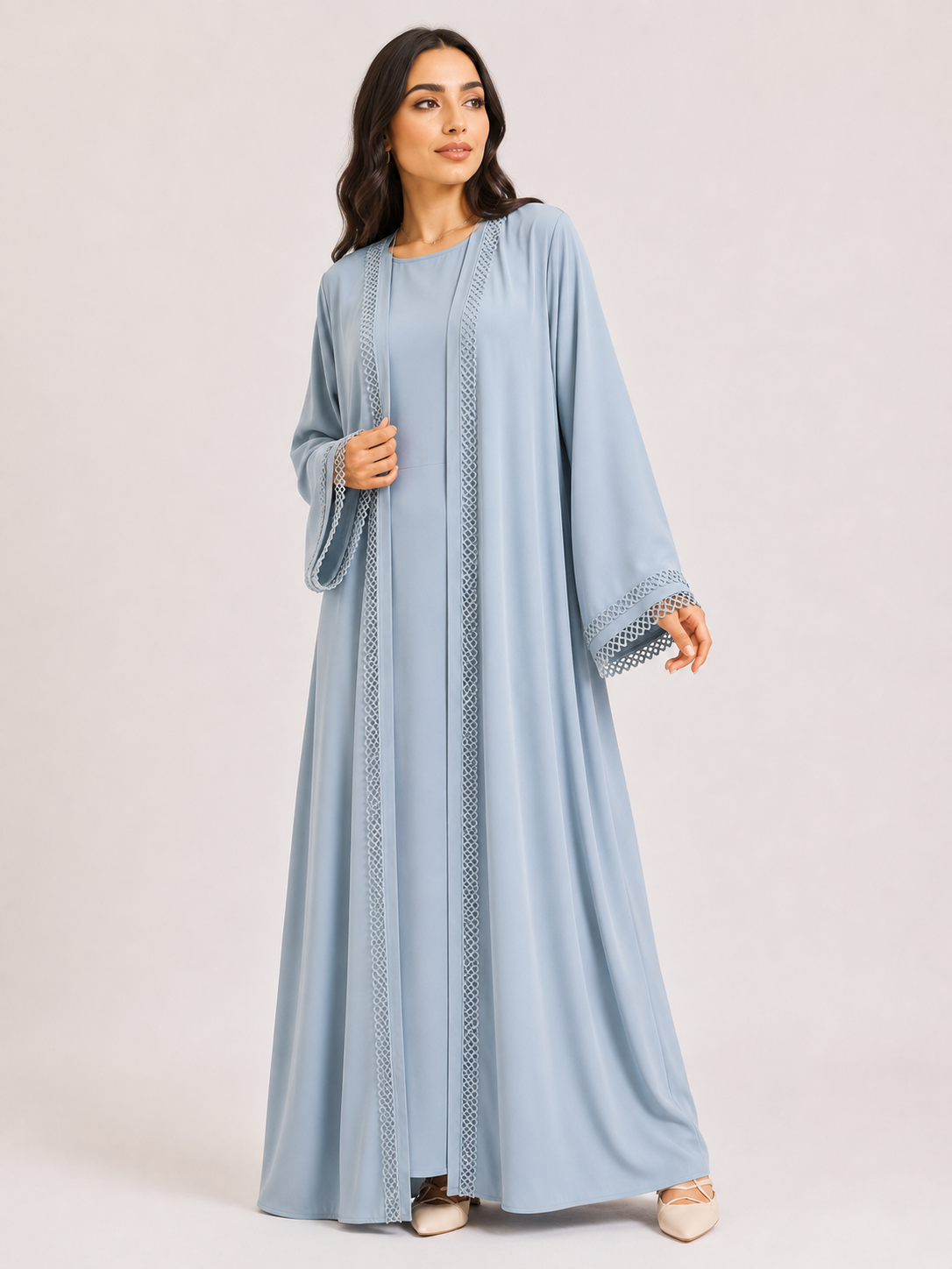 Essential Lace Trim Abaya Set