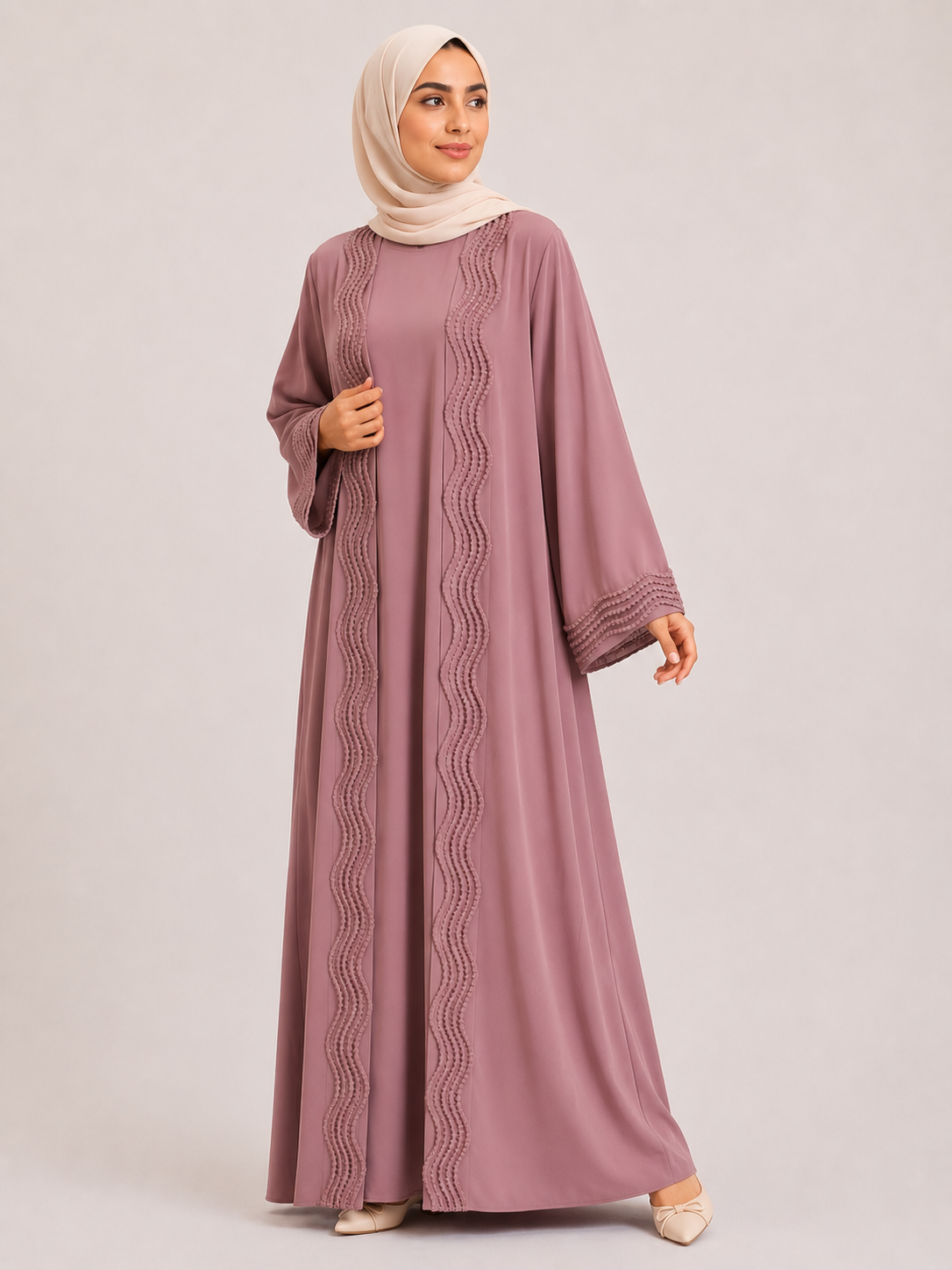 Wave Trim Luxury Abaya Set