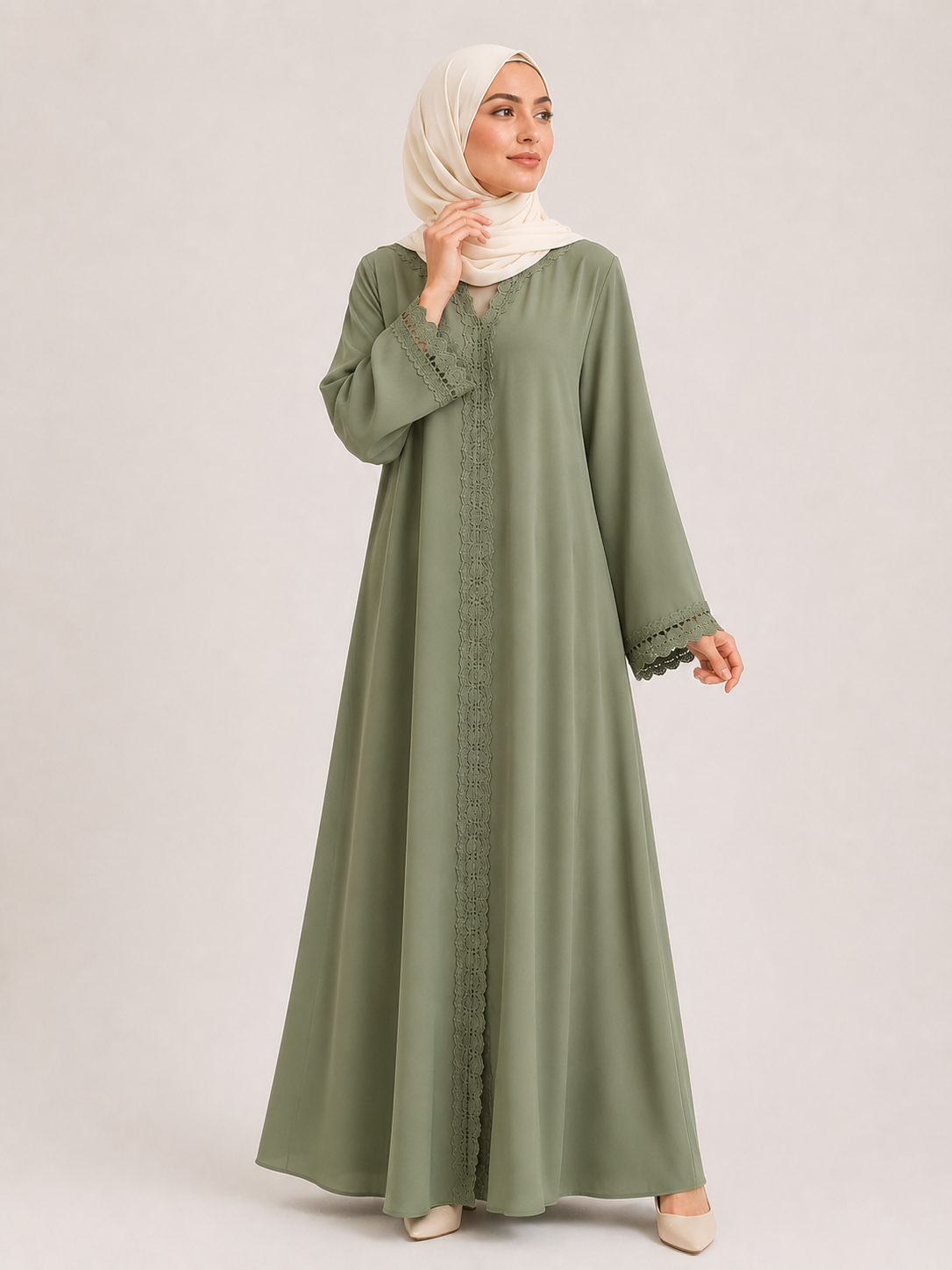 Lace Elegance Modest Abaya