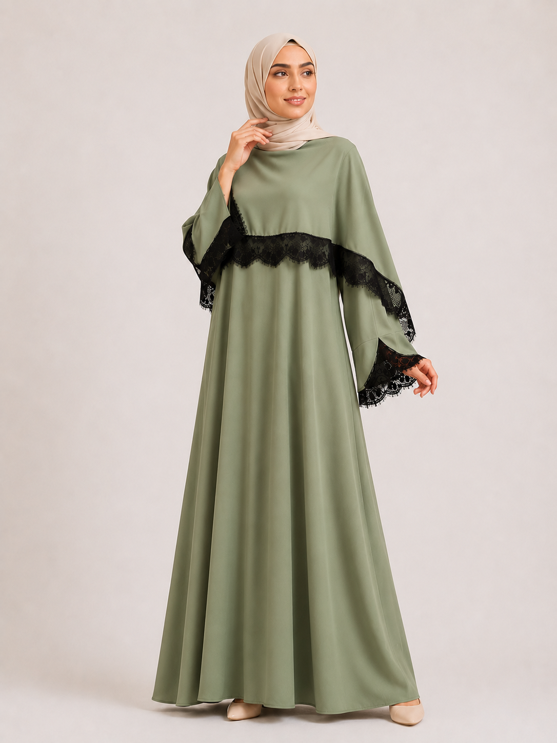 Lace Accent Grace Abaya