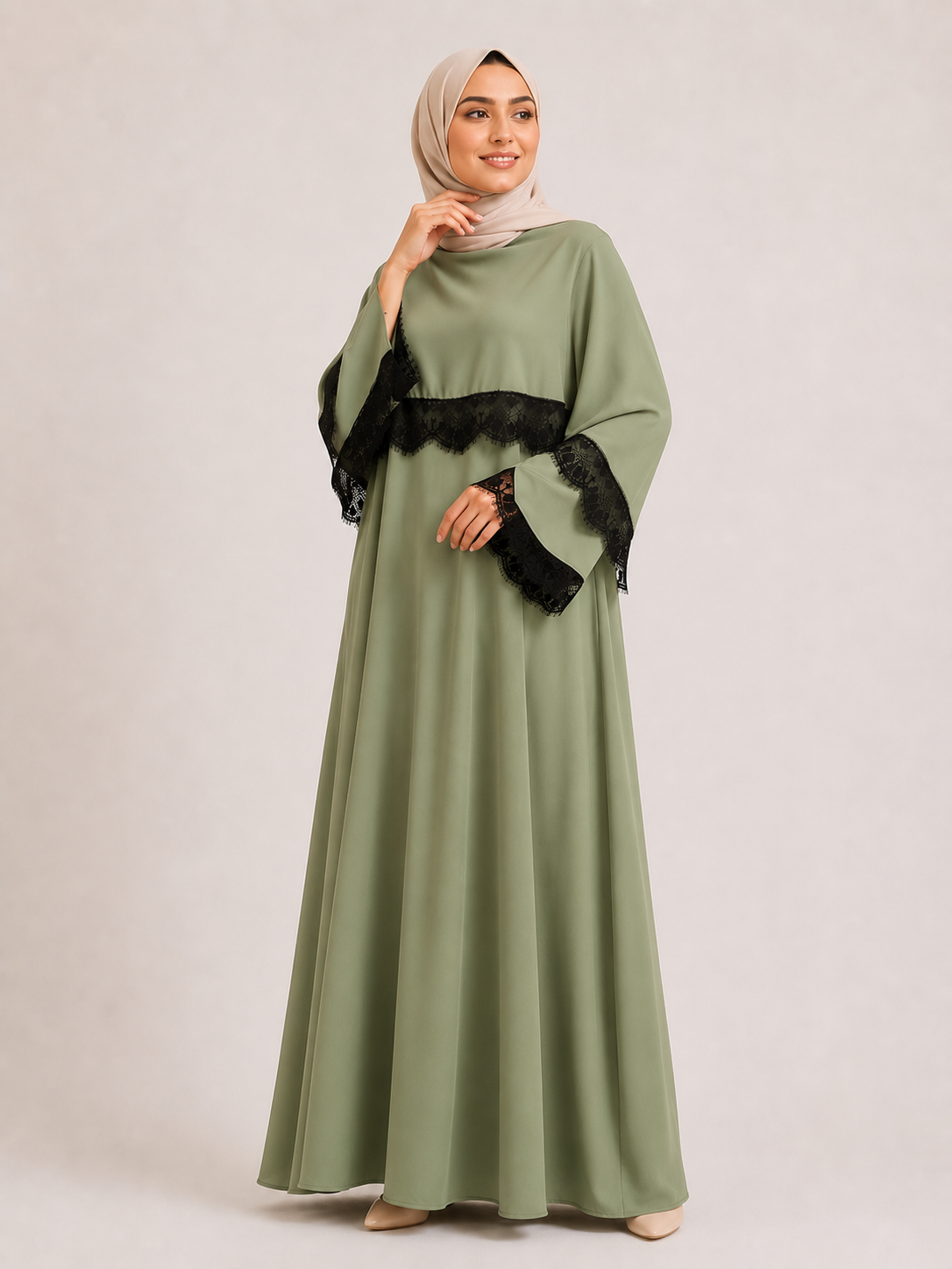 Lace Accent Grace Abaya