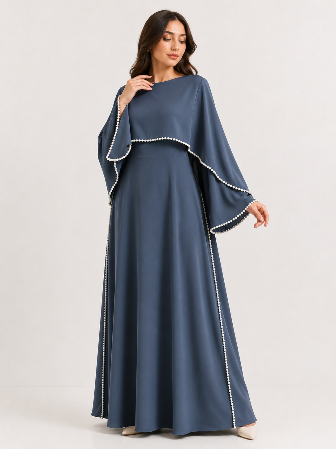 Pearl Trim Cape Abaya