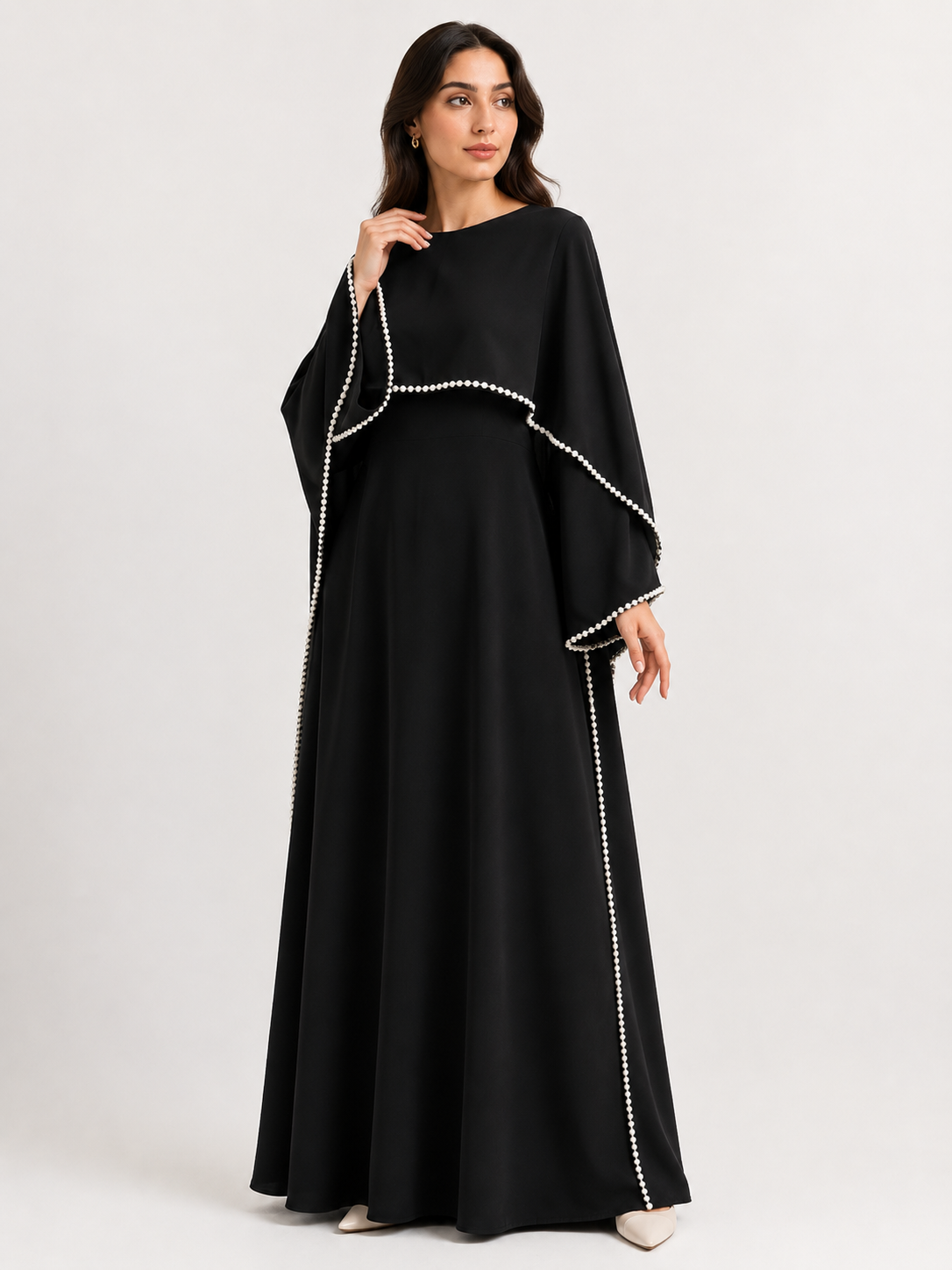 Pearl Trim Cape Abaya