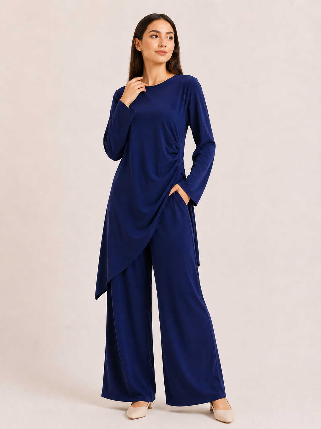 Navy Grace Asymmetrical Lounge Set