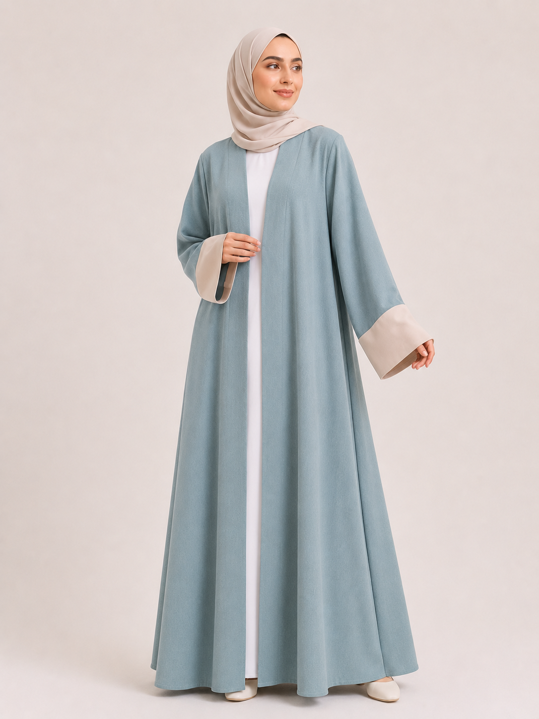Elara Contrast Cuff Open Abaya