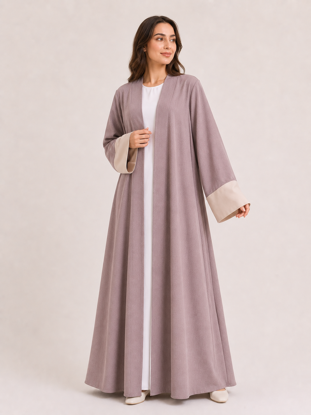 Elara Contrast Cuff Open Abaya