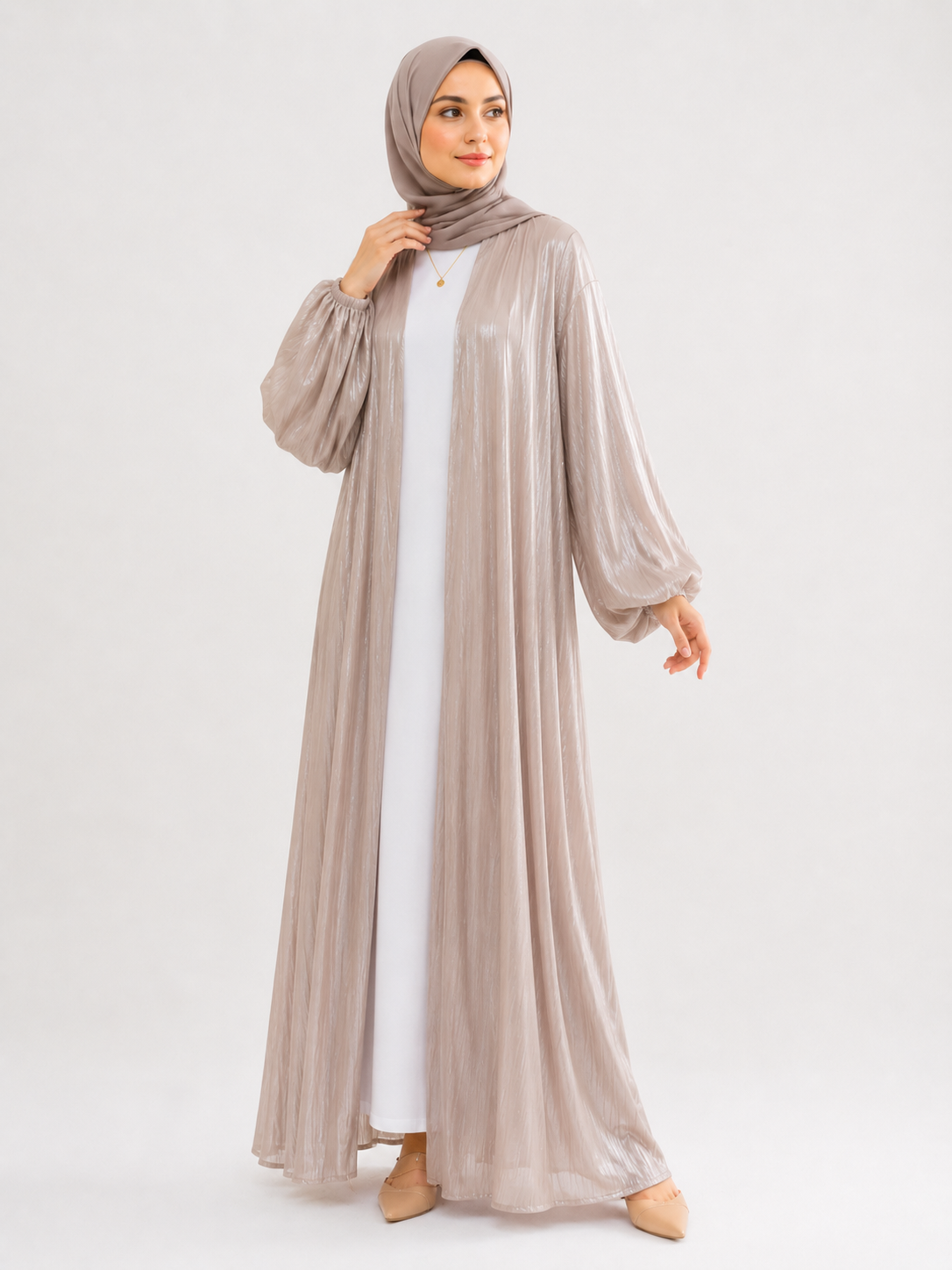 Luna Sheer Open Abaya Set