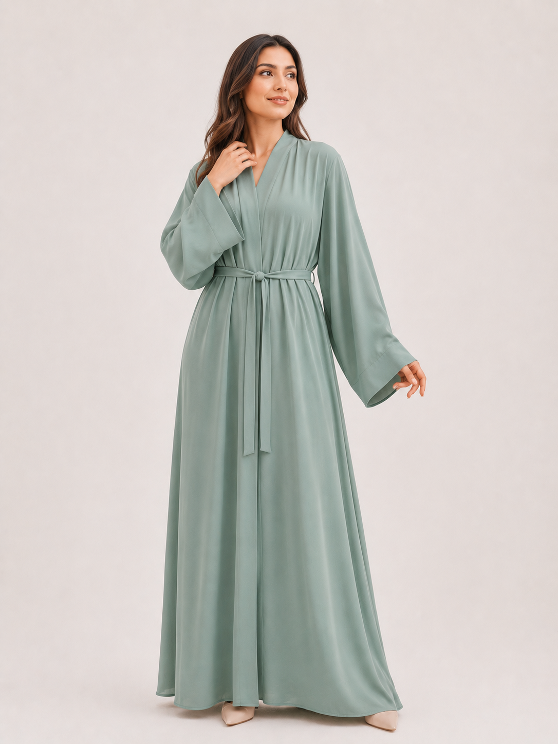 Tie-Waist Abaya – Sage Green