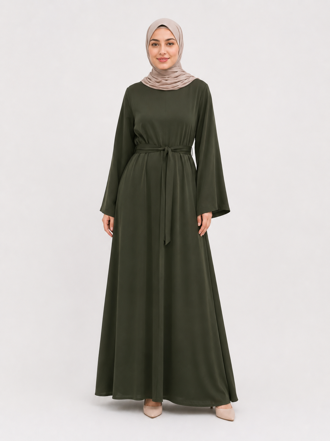 Tie-Waist Maxi Abaya – Dusty Mauve