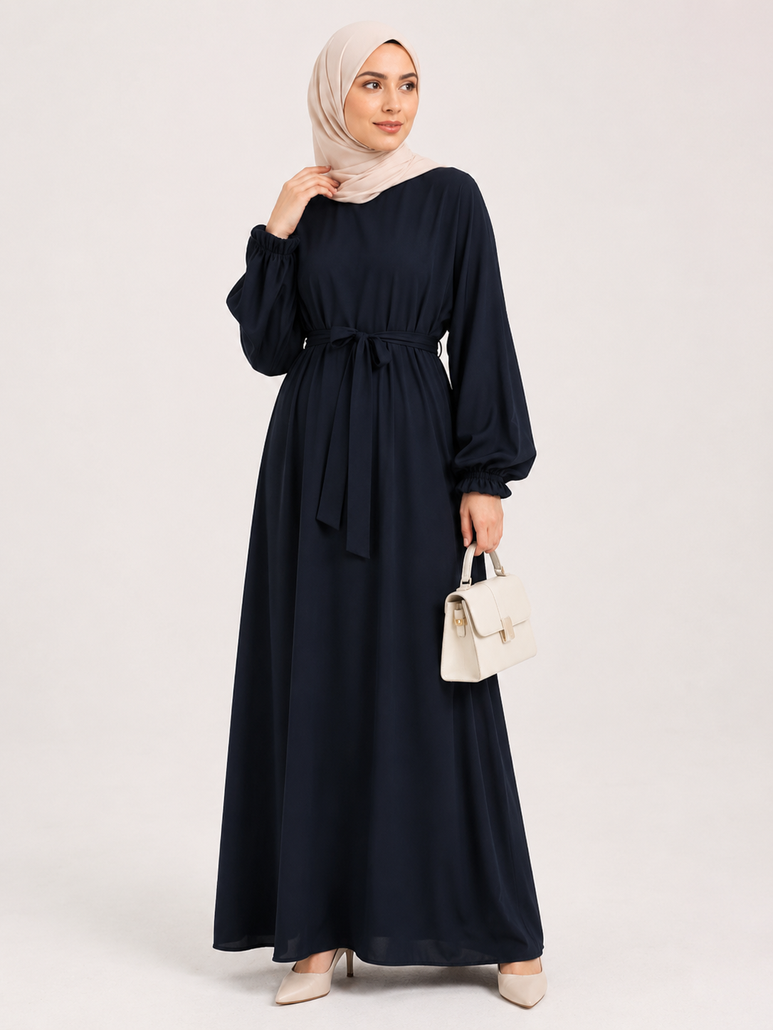 Zaria Tie-Waist Maxi Abaya – Emerald Teal