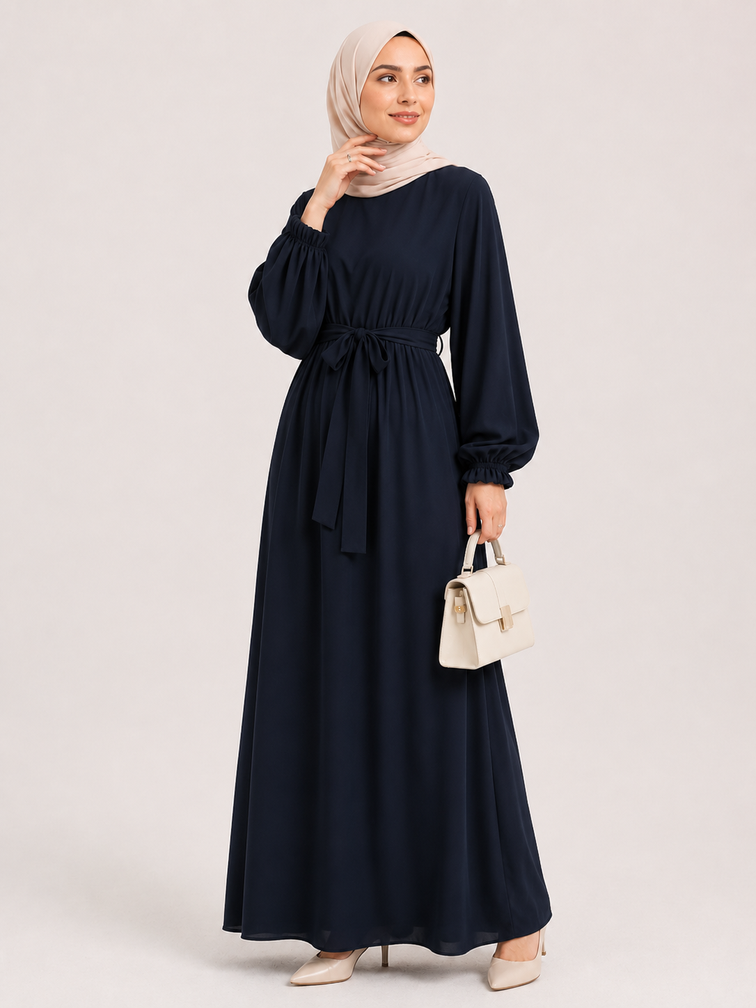 Zaria Tie-Waist Maxi Abaya – Emerald Teal