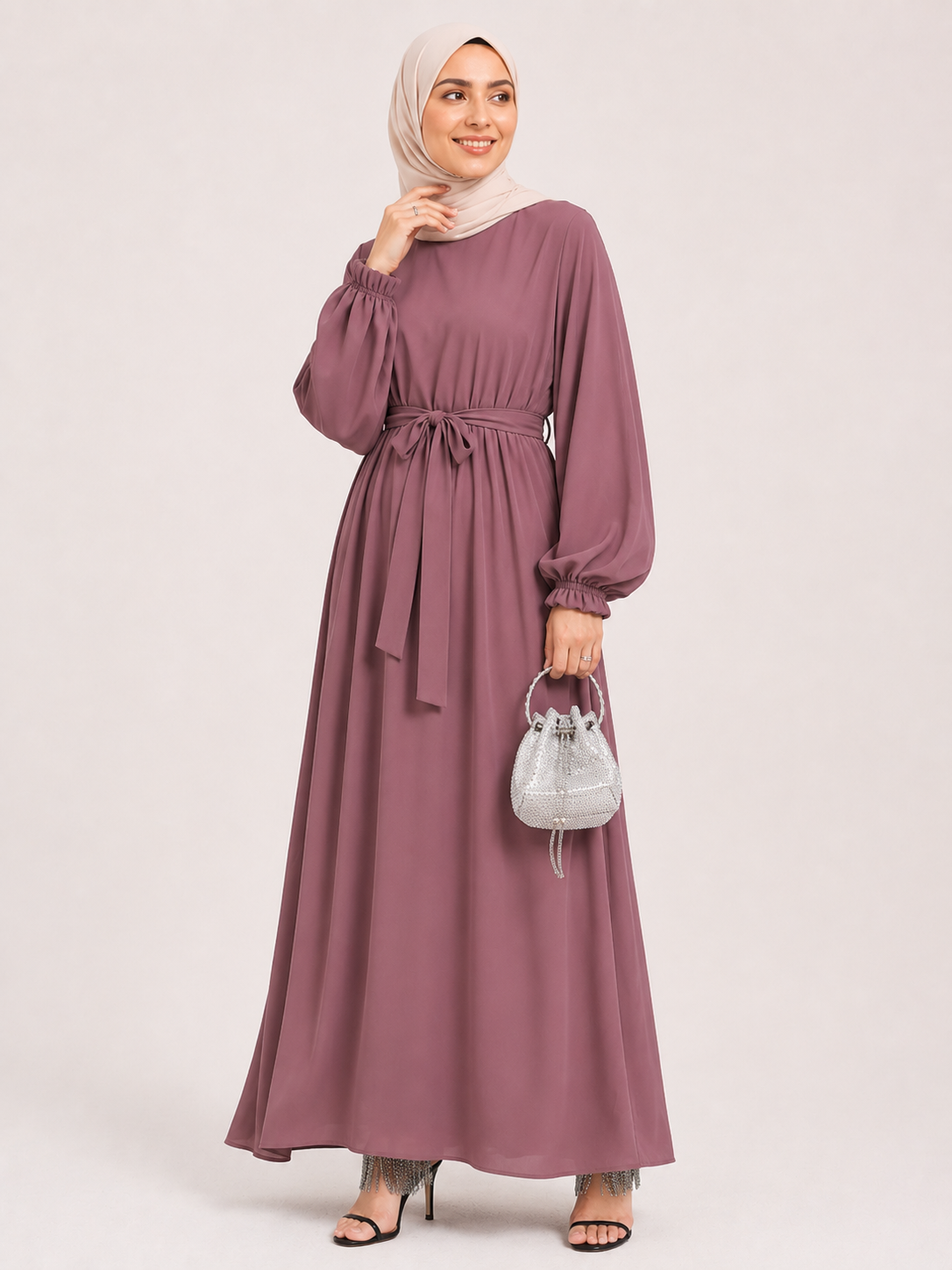 Zaria Tie-Waist Maxi Abaya – Emerald Teal