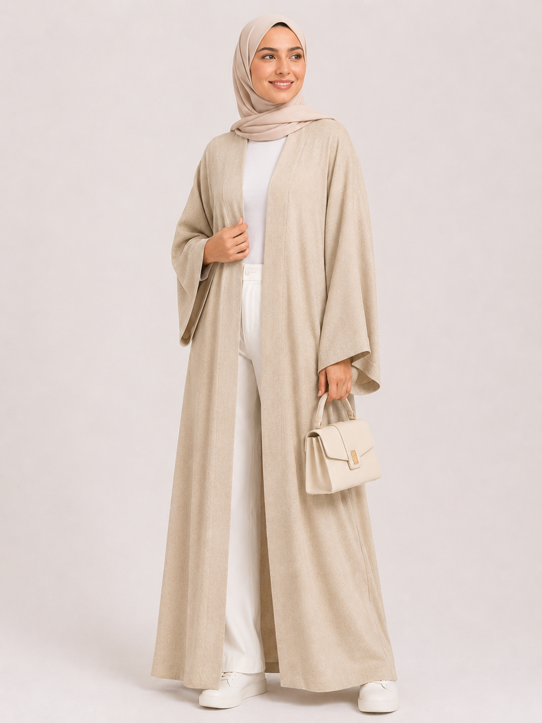 Noura Open Front Kimono Abaya – Mocha Brown