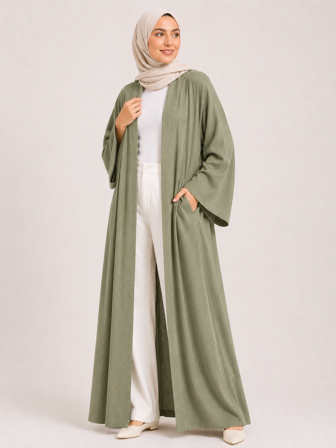 Noura Open Front Kimono Abaya – Mocha Brown