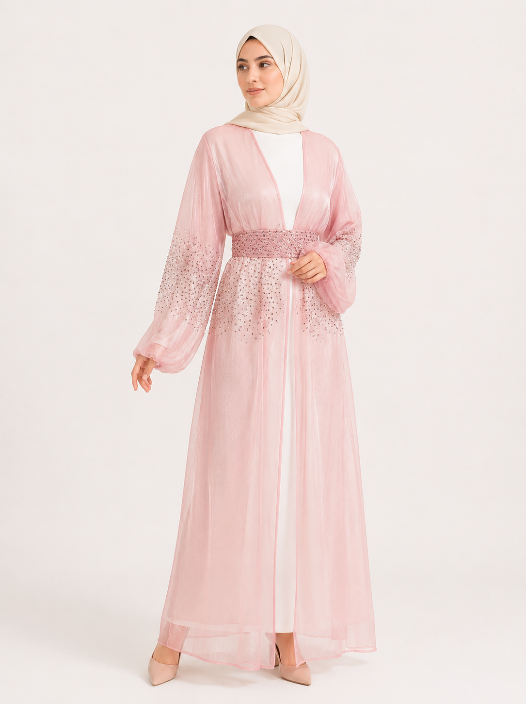 Celeste Crystal Open Abaya