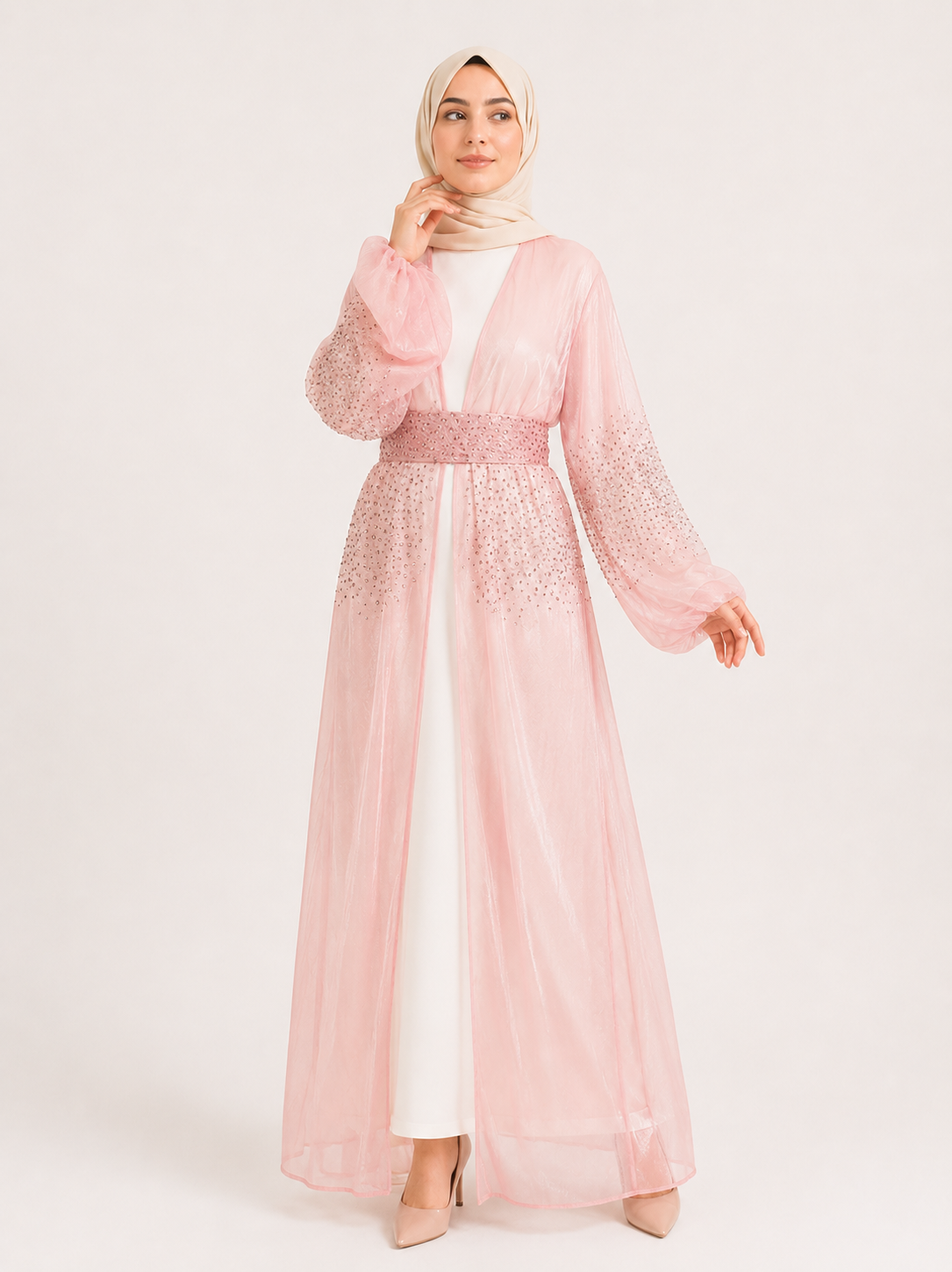 Celeste Crystal Open Abaya