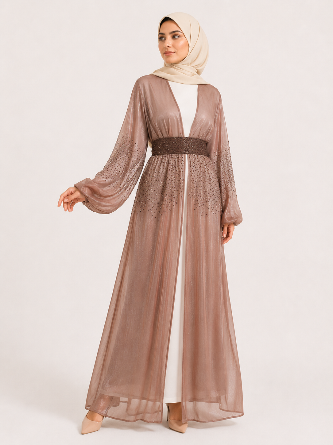 Celeste Crystal Open Abaya