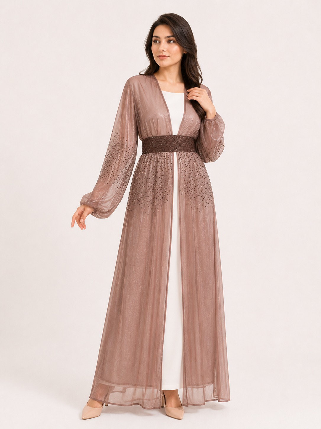 Celeste Crystal Open Abaya