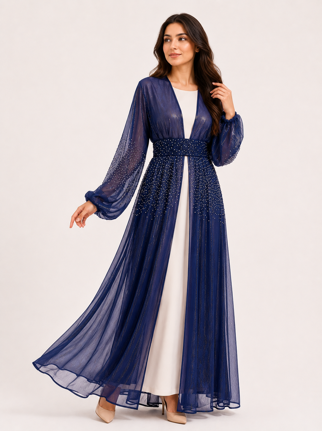 Celeste Crystal Open Abaya