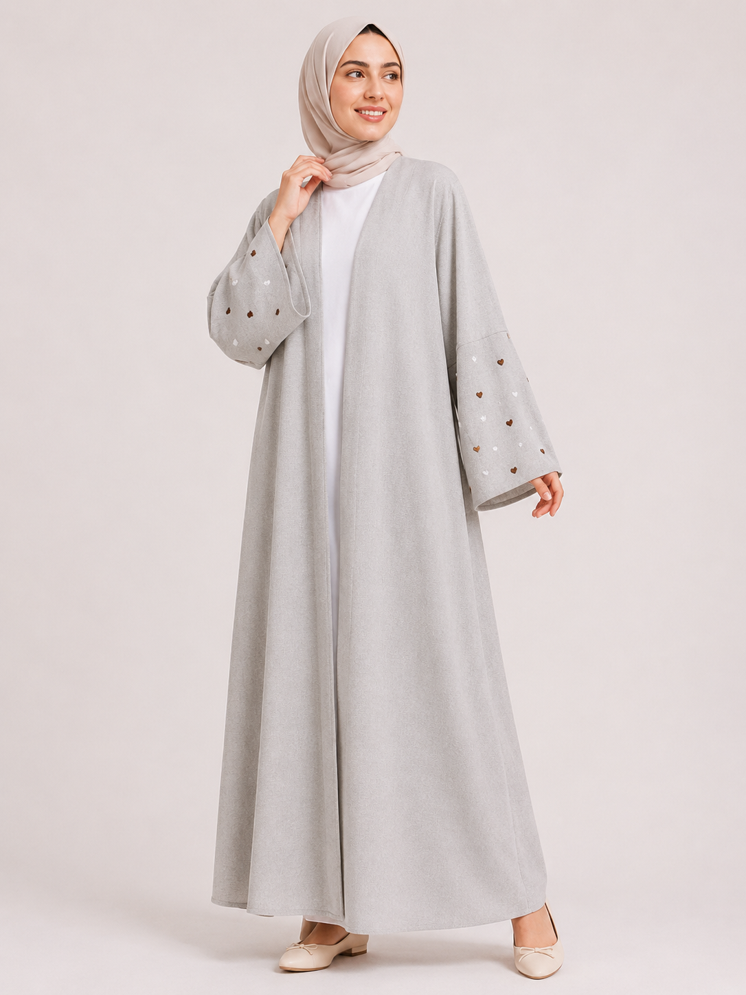 Heart Sleeve Open Abaya