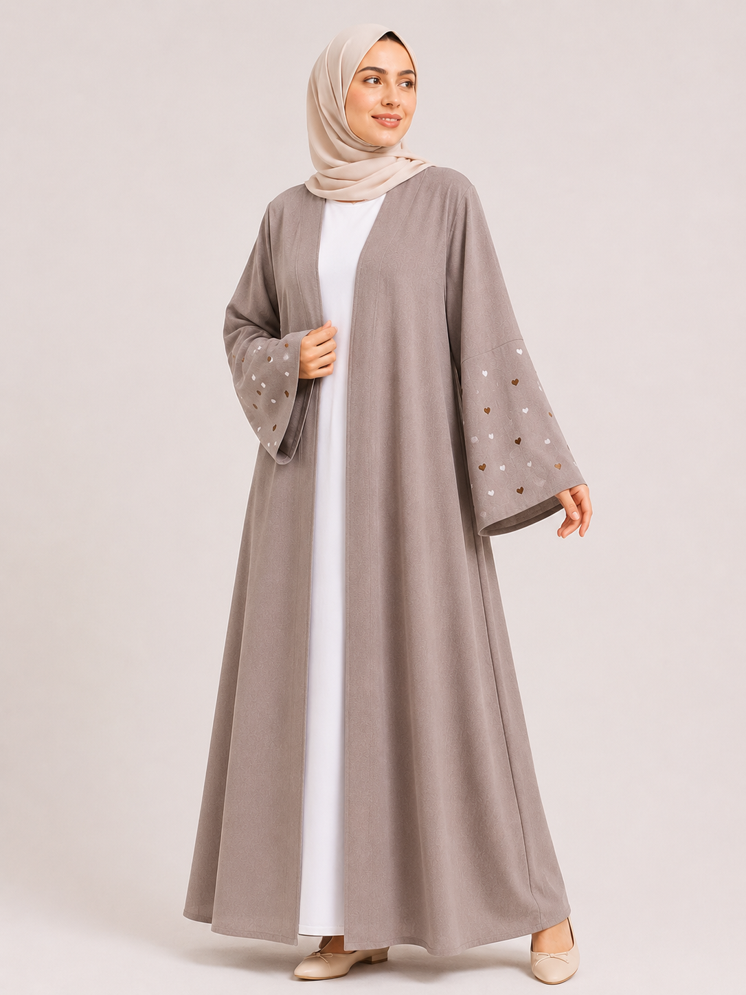 Heart Sleeve Open Abaya