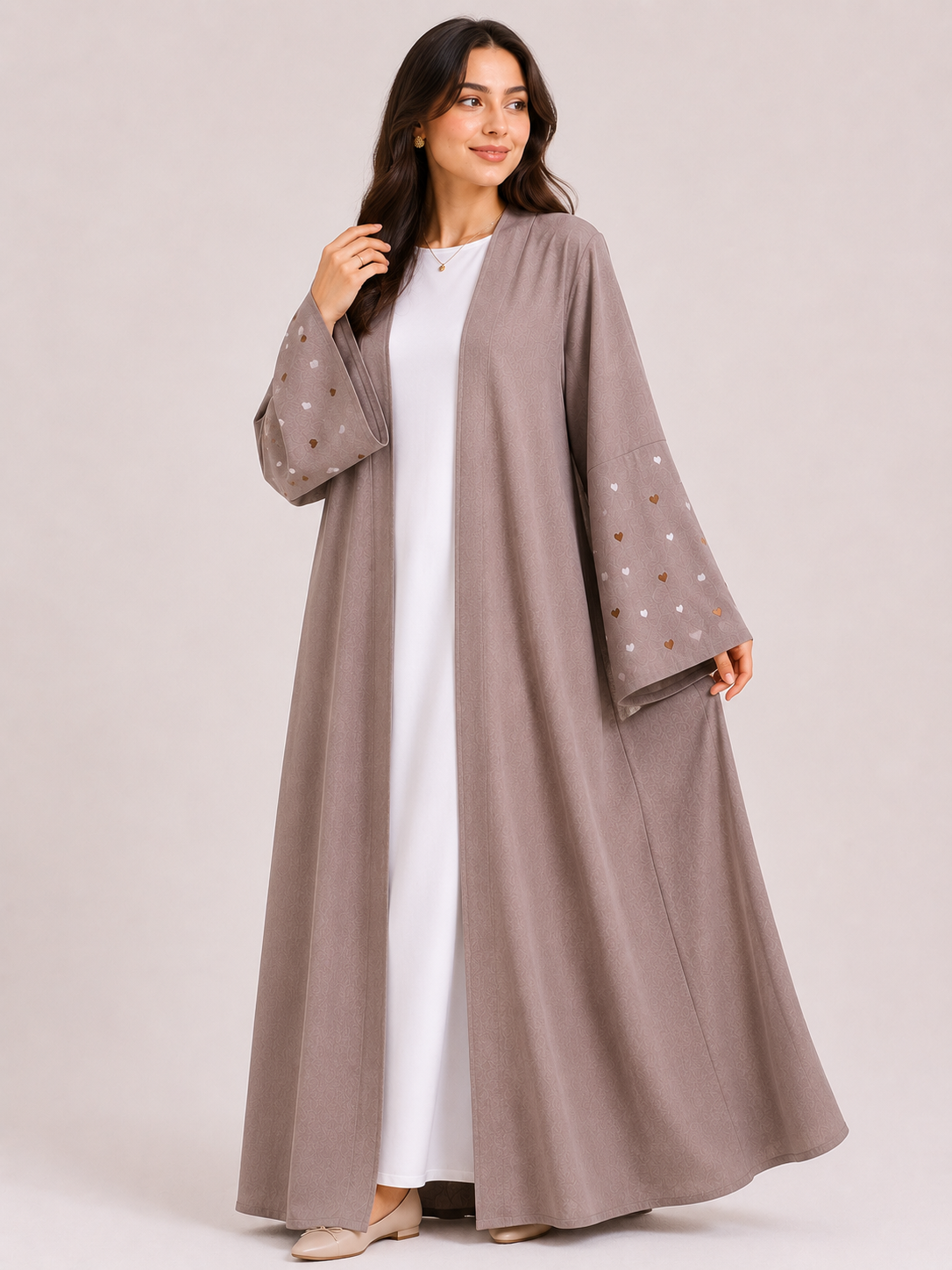 Heart Sleeve Open Abaya