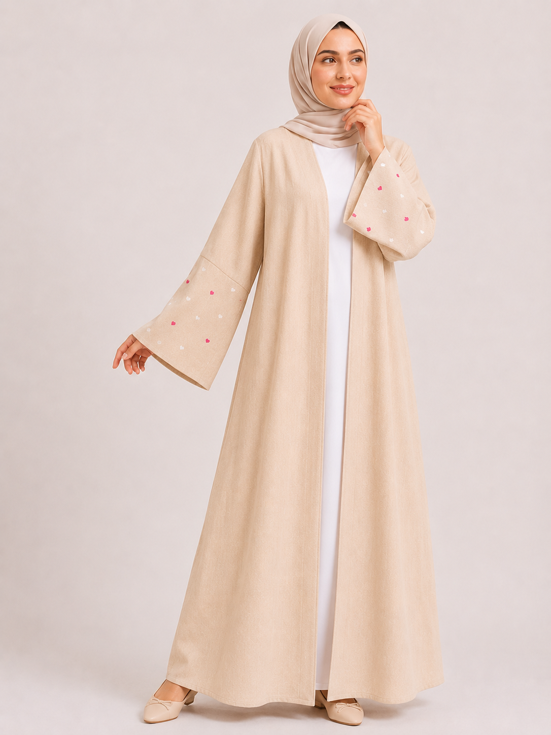 Heart Sleeve Open Abaya