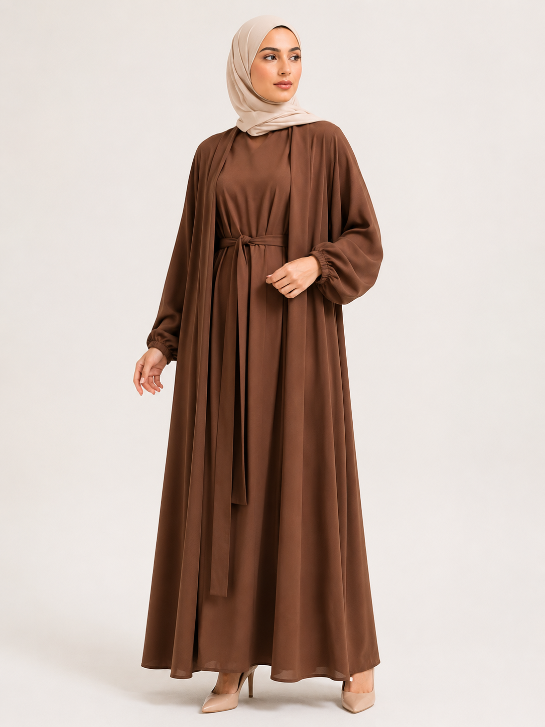 Amina Luxe Belted Abaya Set