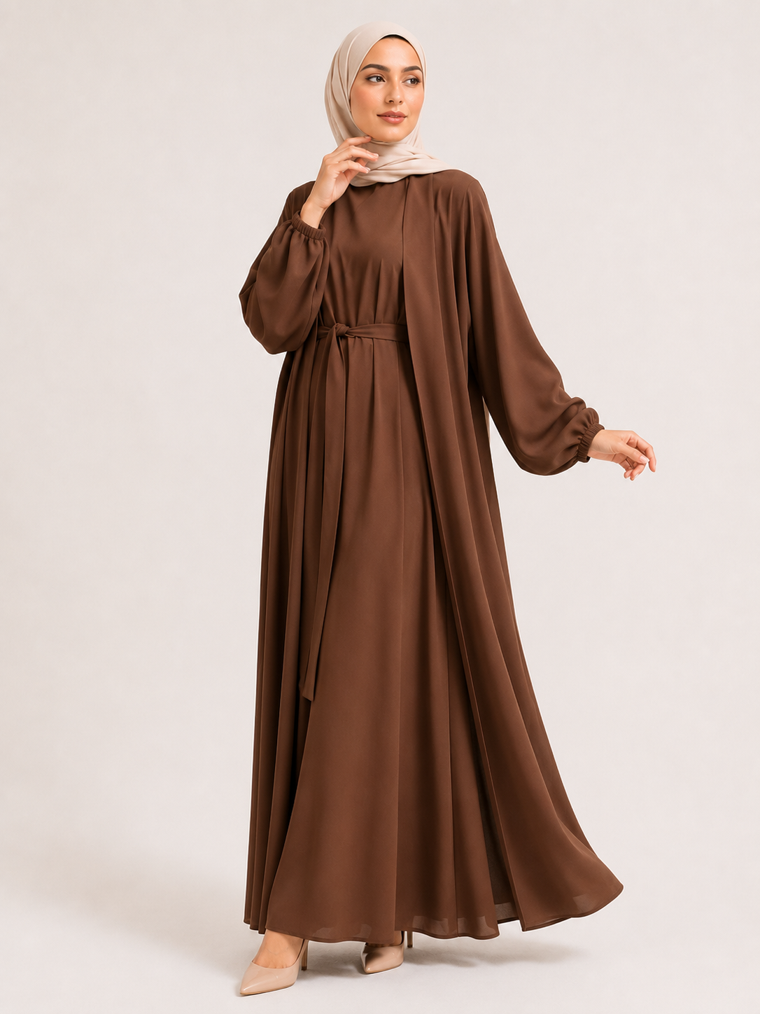 Amina Luxe Belted Abaya Set