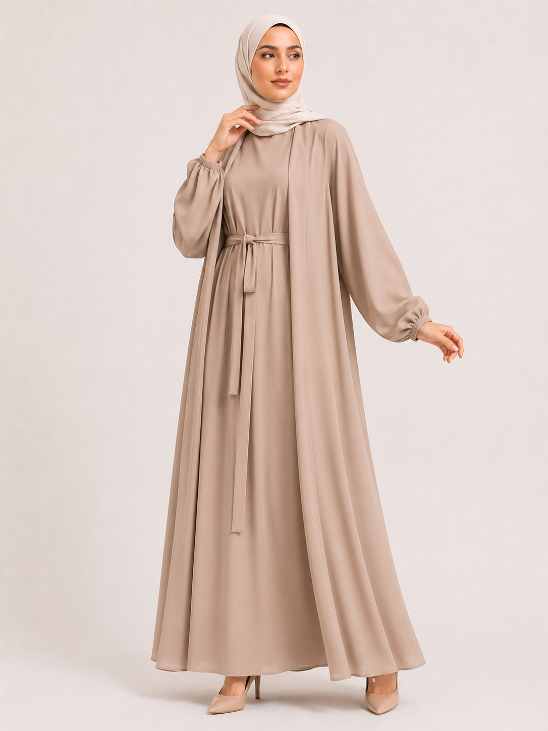 Amina Luxe Belted Abaya Set