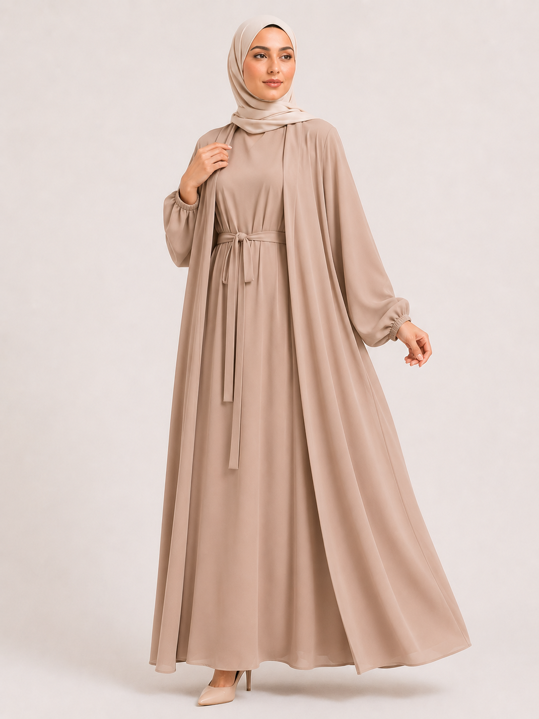 Amina Luxe Belted Abaya Set