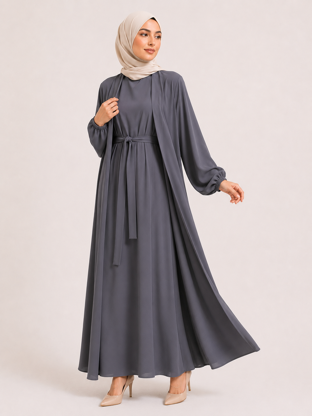 Amina Luxe Belted Abaya Set