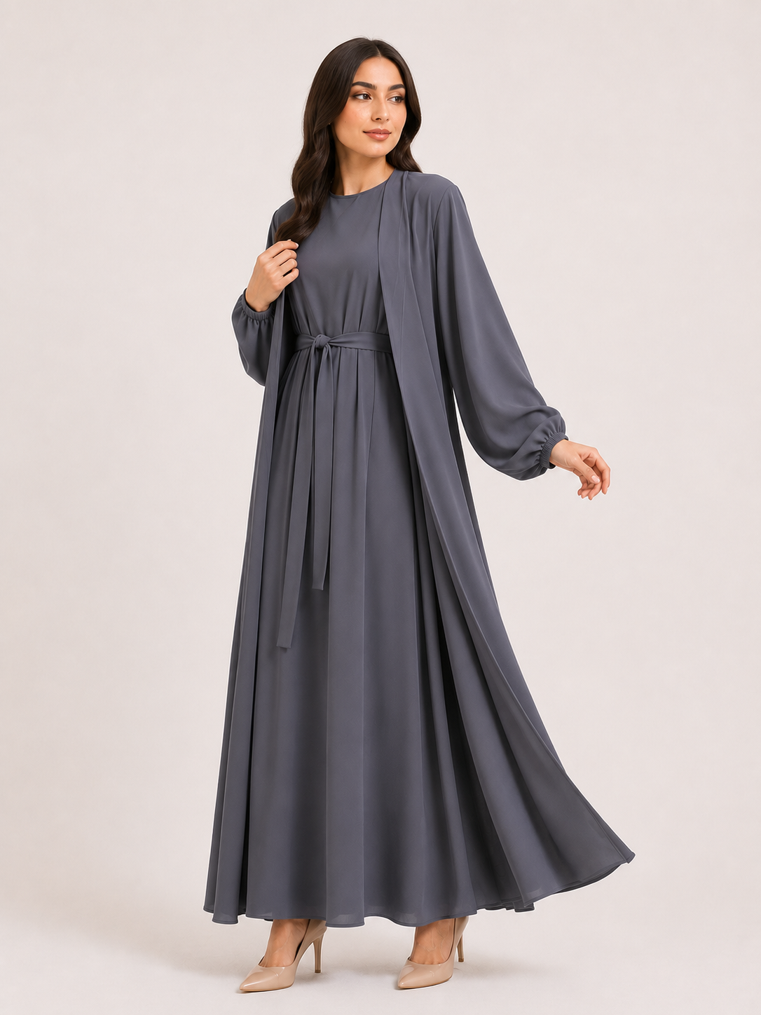 Amina Luxe Belted Abaya Set