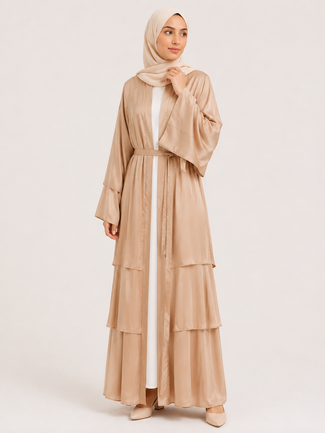 Aaliyah Tiered Open Abaya Set