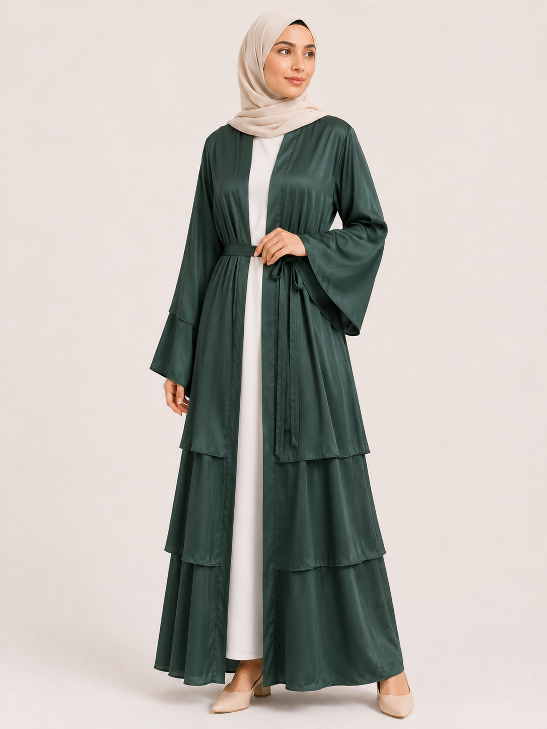Aaliyah Tiered Open Abaya Set