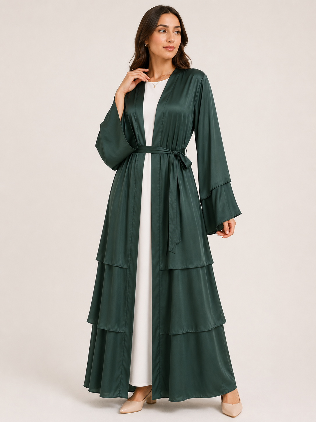 Aaliyah Tiered Open Abaya Set