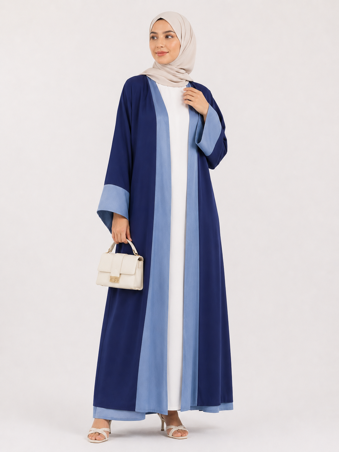 Two-Tone Open Front Abaya