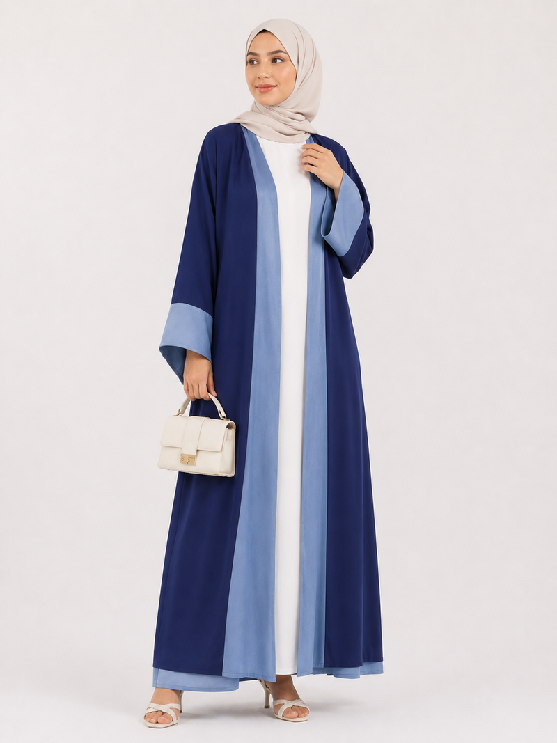 Two-Tone Open Front Abaya