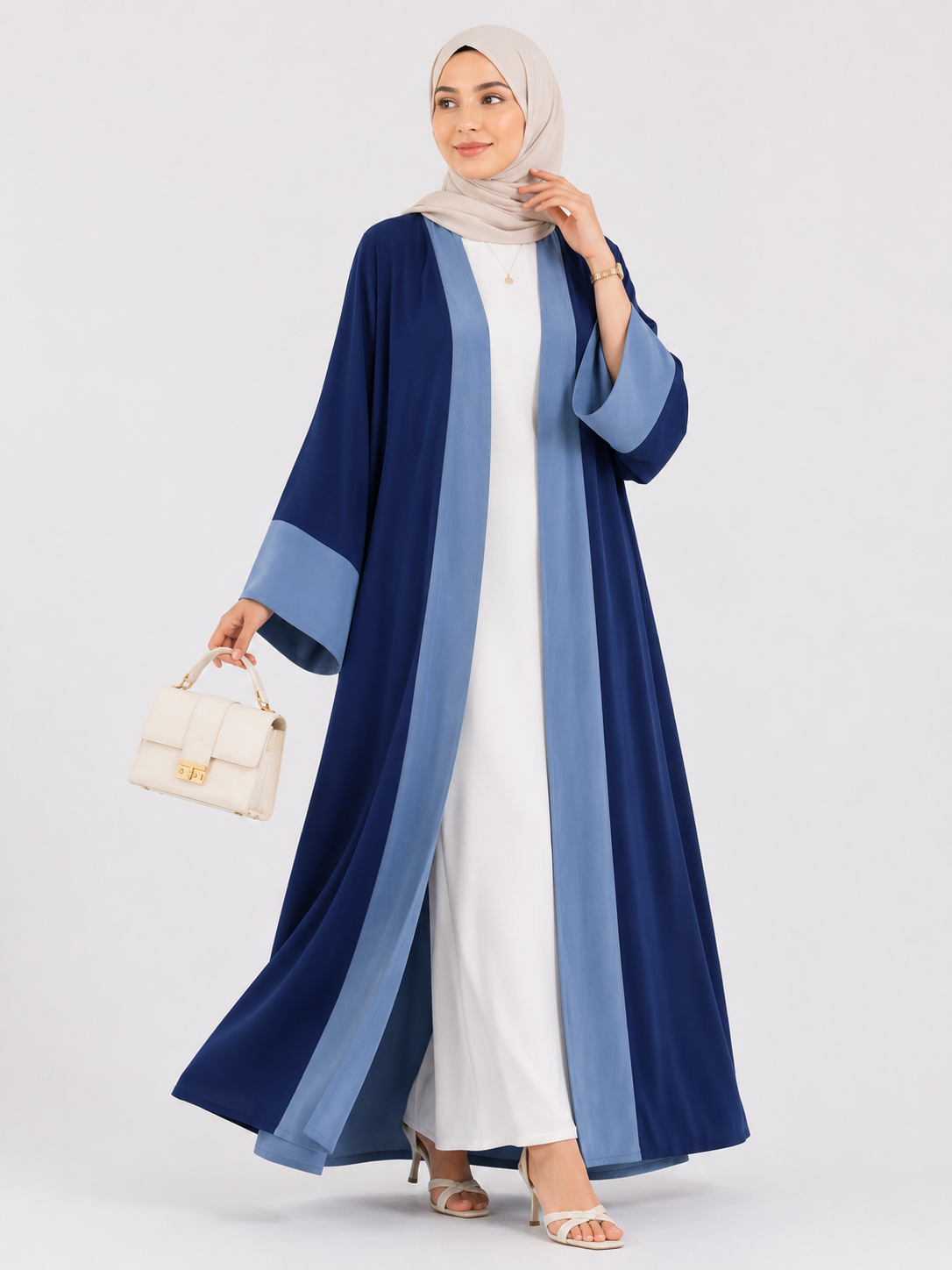 Two-Tone Open Front Abaya