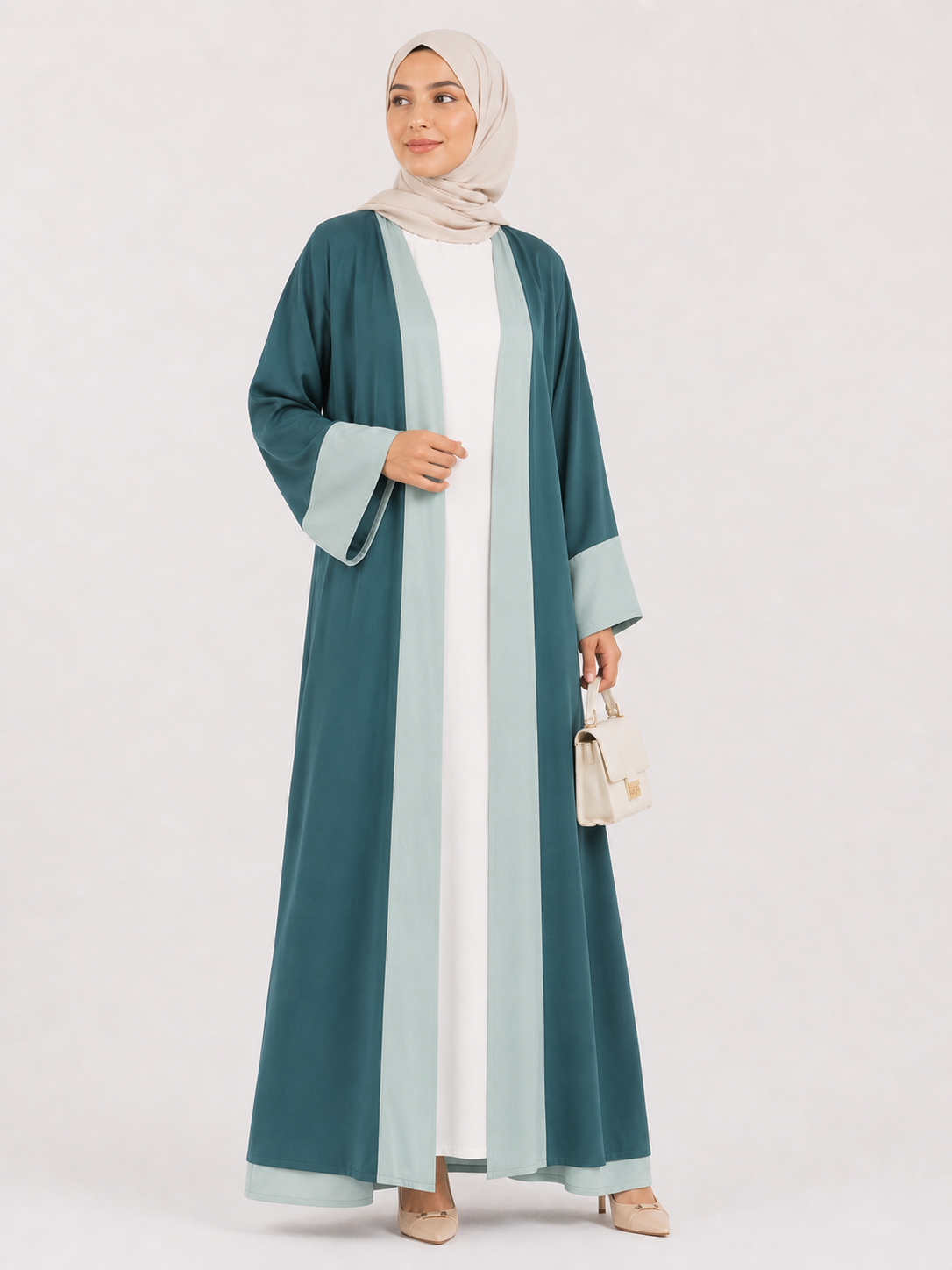 Two-Tone Open Front Abaya