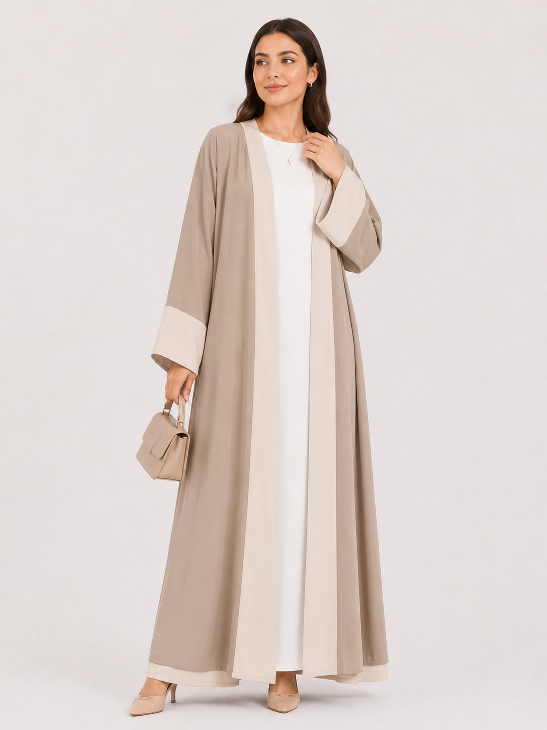 Two-Tone Open Front Abaya