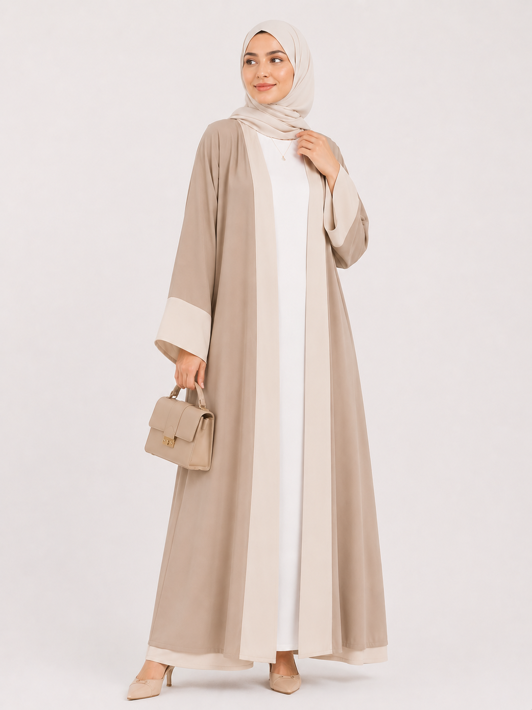 Two-Tone Open Front Abaya