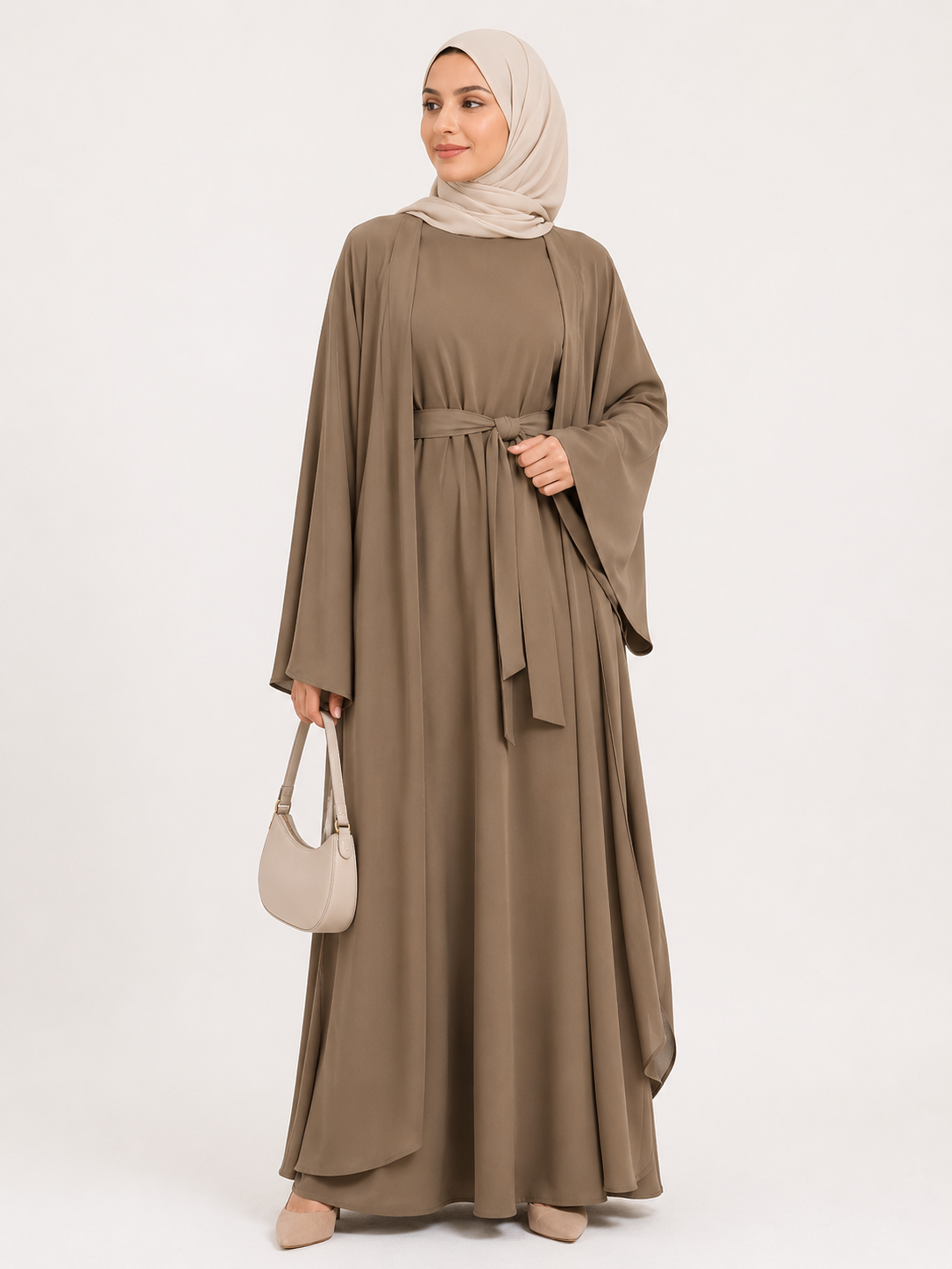 Belted Open Abaya Set