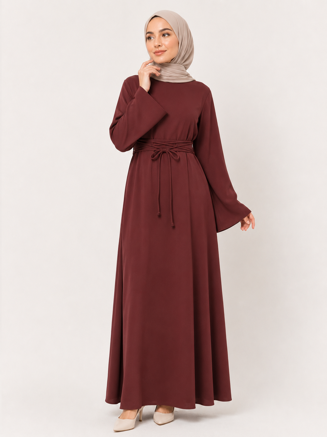 Luna Tie-Waist Bell Sleeve Abaya