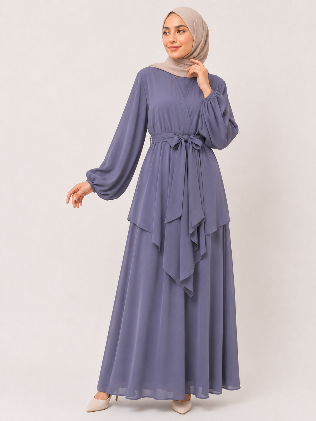 Aurora Layered Tie-Waist Maxi Dress