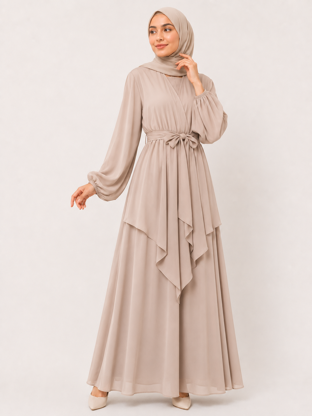 Aurora Layered Tie-Waist Maxi Dress