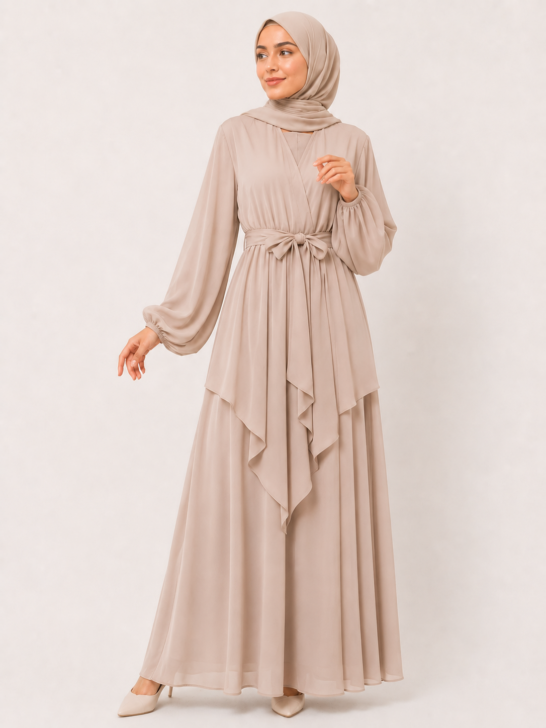 Aurora Layered Tie-Waist Maxi Dress