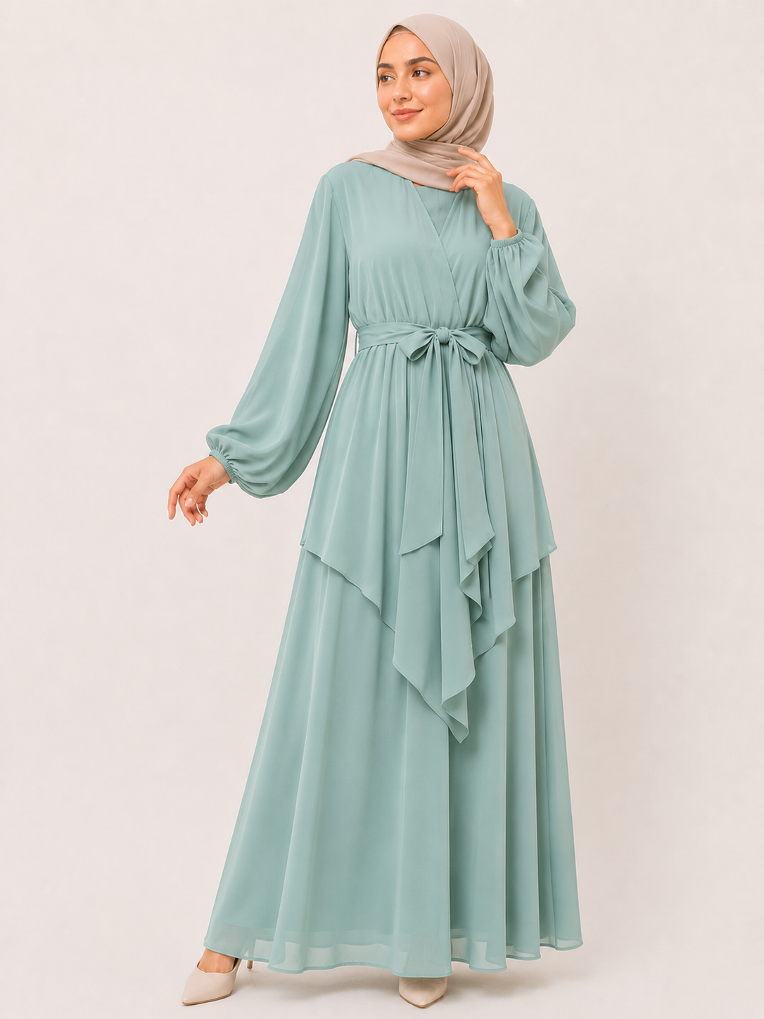 Aurora Layered Tie-Waist Maxi Dress